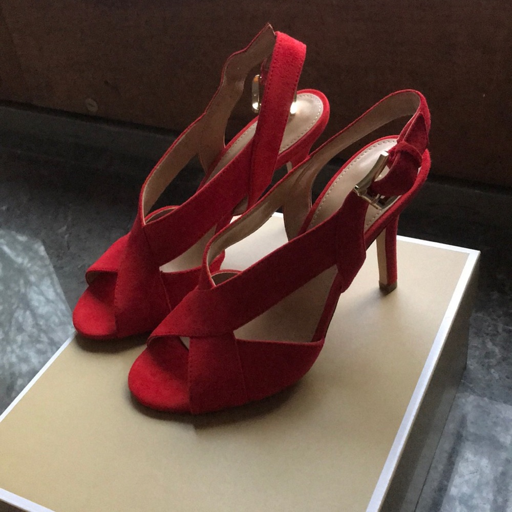 Bright red Michael Kors suede heel